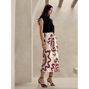 Banana Republic Zandra Silk Midi Skirt Snapdragon Rose